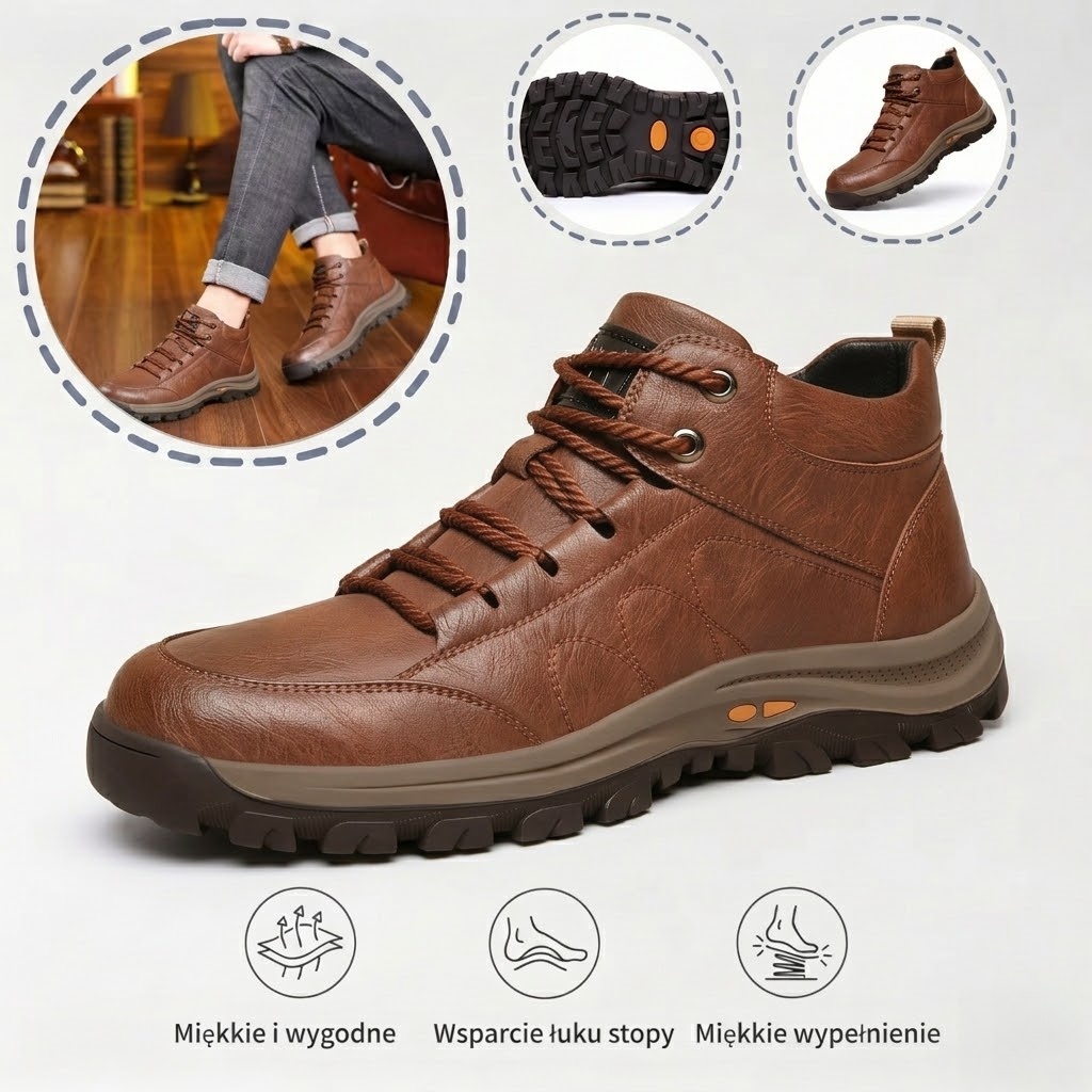 🎁Specjalna oferta rocznicowa👞Buty ortopedyczne męskie🐂Szwy z prawdziwej skóry✅Ręcznie robione✅Amortyzacja i odciążenie✅Stabilne i antypoślizgowe
