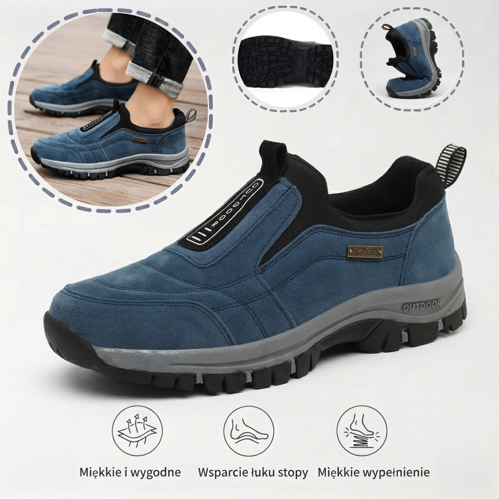 ⏰ 50% zniżki dzisiaj – Nie przegap! 🎁 Męskie buty do chodzenia szyte ręcznie ze skóry jelenia 👟 Wodoodporne i antypoślizgowe ✅ Wsparcie łuku stopy ✅ Wygodne w noszeniu
