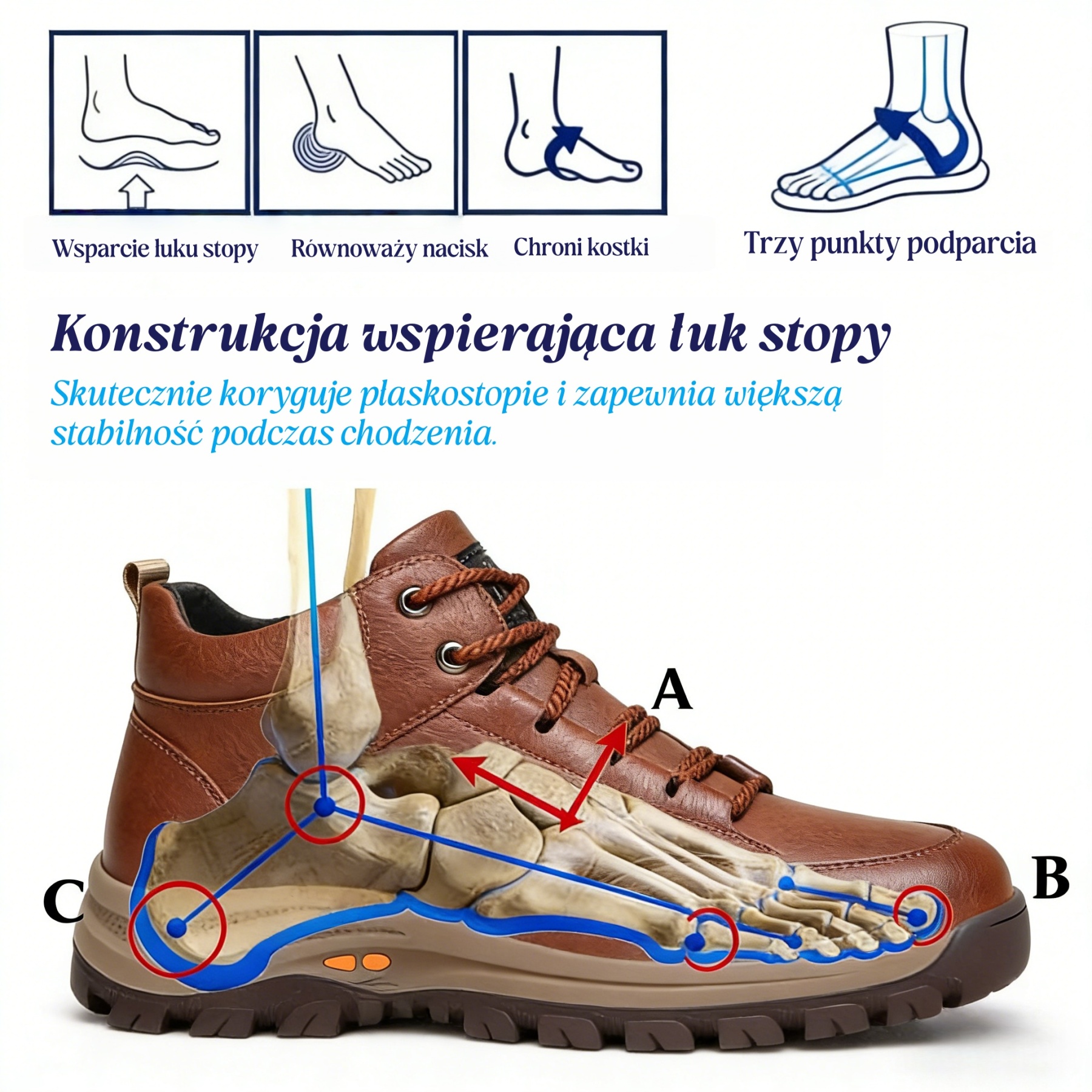 🎁Oferta specjalna z okazji rocznicy｜Męskie skórzane buty ortopedyczne 👞 Amortyzacja i ulga w ucisku • Stabilność i antypoślizgowość • Całodzienny komfort