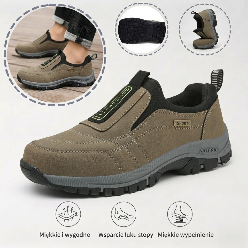 ⏰ 50% zniżki dzisiaj – Nie przegap! 🎁 Męskie buty do chodzenia szyte ręcznie ze skóry jelenia 👟 Wodoodporne i antypoślizgowe ✅ Wsparcie łuku stopy ✅ Wygodne w noszeniu