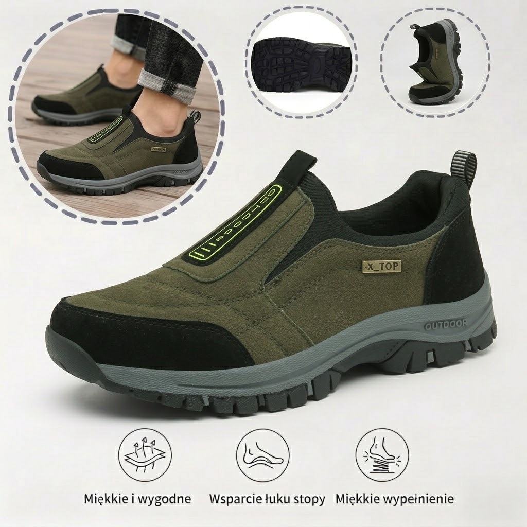 ⏰ 50% zniżki dzisiaj – Nie przegap! 🎁 Męskie buty do chodzenia szyte ręcznie ze skóry jelenia 👟 Wodoodporne i antypoślizgowe ✅ Wsparcie łuku stopy ✅ Wygodne w noszeniu