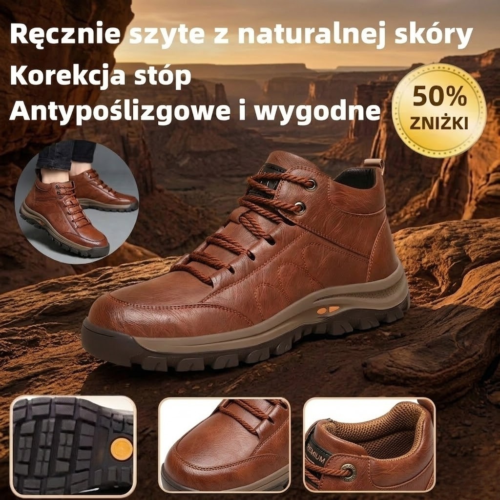 🎁50% zniżki – nie przegap! 👞 Męskie buty ortopedyczne 🐂 Oryginalne skórzane przeszycia ✅ Ręcznie wykonane ✅ Amortyzacja i redukcja nacisku ✅ Wytrzymałe i antypoślizgowe