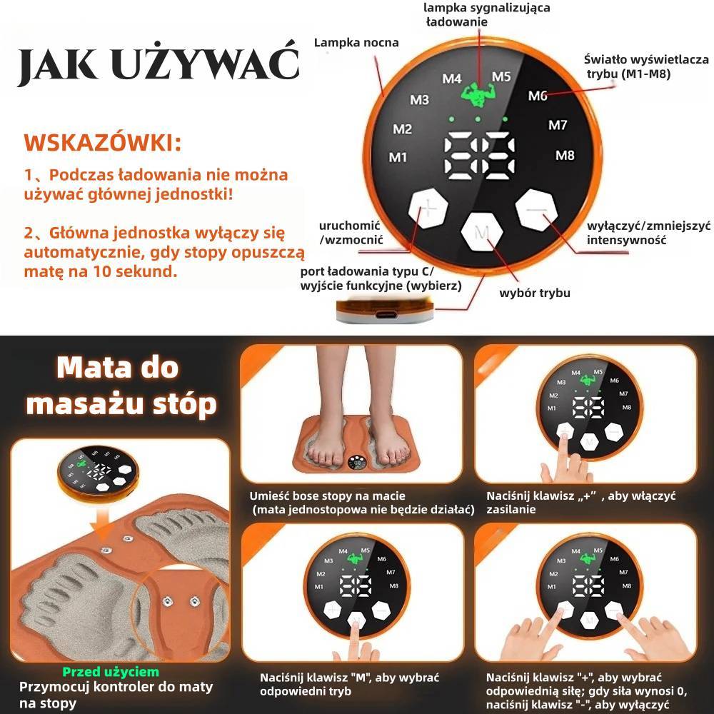 🔥50% taniej🔥  Przenośny masażer EMS 3D do stóp i łydek🦶 6 trybów | 15 poziomów intensywności | Funkcja podgrzewania ♨️