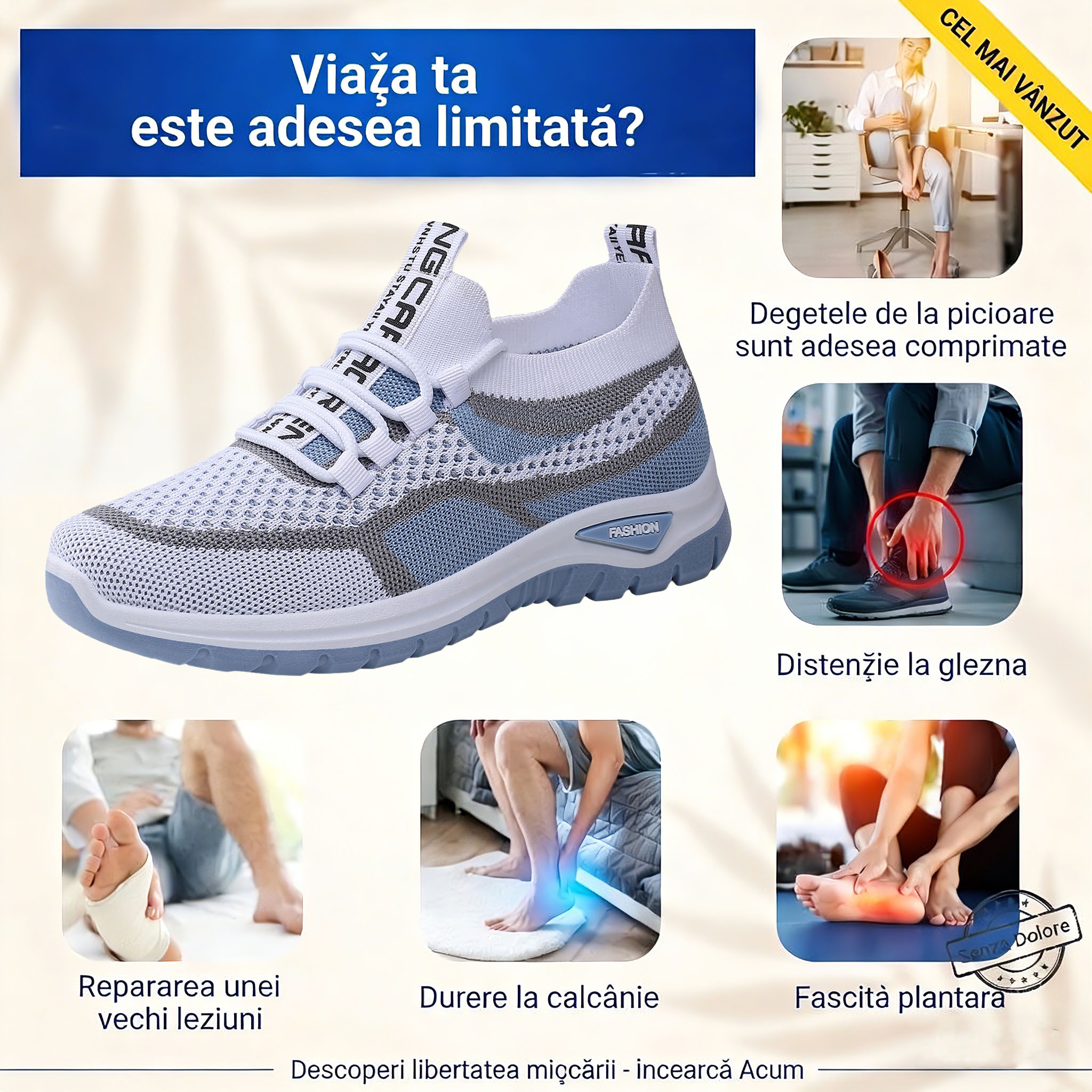 🎁Ultima zi pentru a beneficia de o reducere de 50%! Nu rata ocazia! ⏰Ameliorează durerile de picioare și fasciita - Încălțăminte ortopedică impermeabilă și antiderapantă🔴