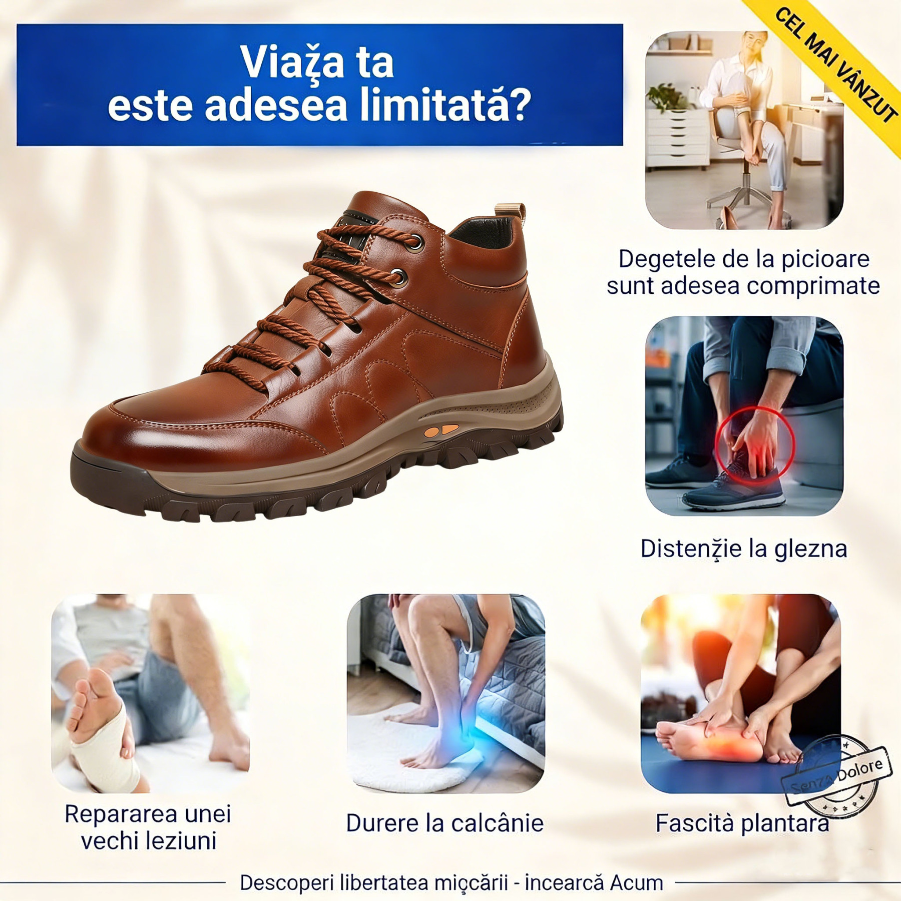 🎁Ultima zi pentru o reducere de 50%, nu ratați!⏰Fabricați din piele de vițel australiană🐂Suport pentru picioare - ameliorează durerea de picioare✅Impermeabili și antiderapanți, confortabili la mers.