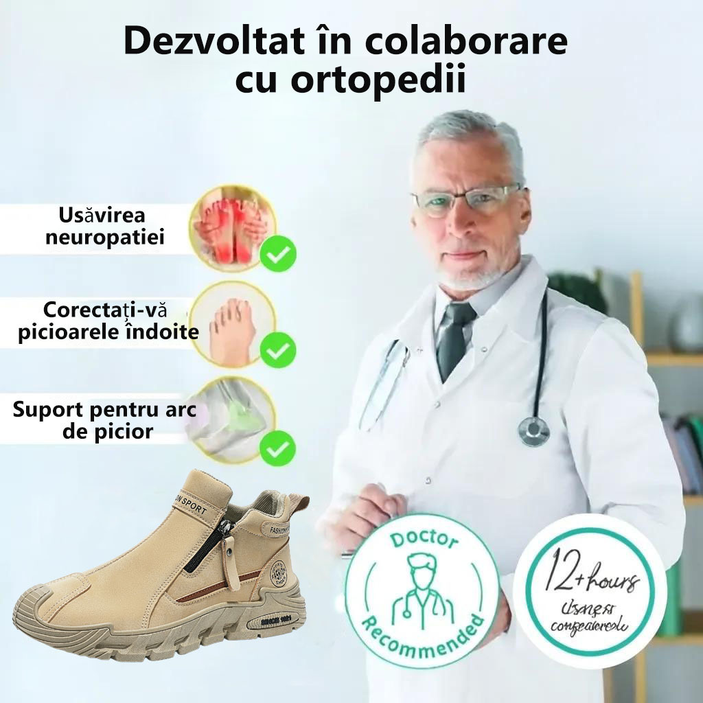 ⭕️Pantofi ortopedici din piele de vacă lucrați manual👞 Brant ortopedic bazat pe inteligență artificială + suport pentru gleznă ✅ Calzi, confortabili, impermeabili și antiderapanți
