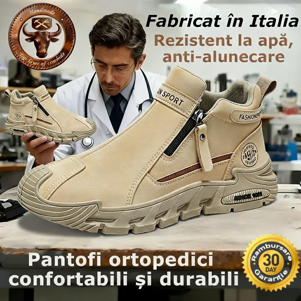 ⭕️Pantofi ortopedici din piele de vacă lucrați manual👞 Brant ortopedic bazat pe inteligență artificială + suport pentru gleznă ✅ Calzi, confortabili, impermeabili și antiderapanți