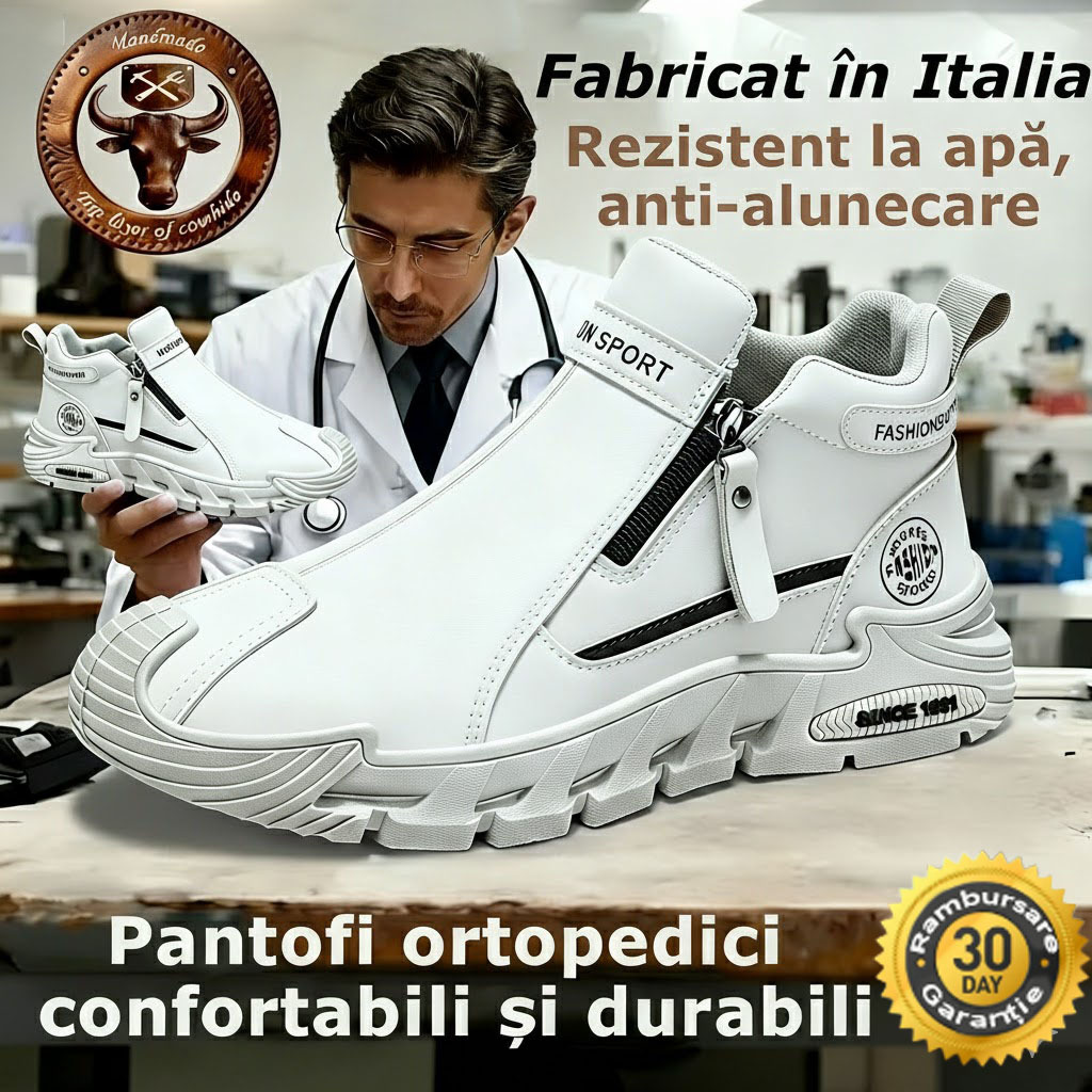 ⭕️Pantofi ortopedici din piele de vacă lucrați manual👞 Brant ortopedic bazat pe inteligență artificială + suport pentru gleznă ✅ Calzi, confortabili, impermeabili și antiderapanți