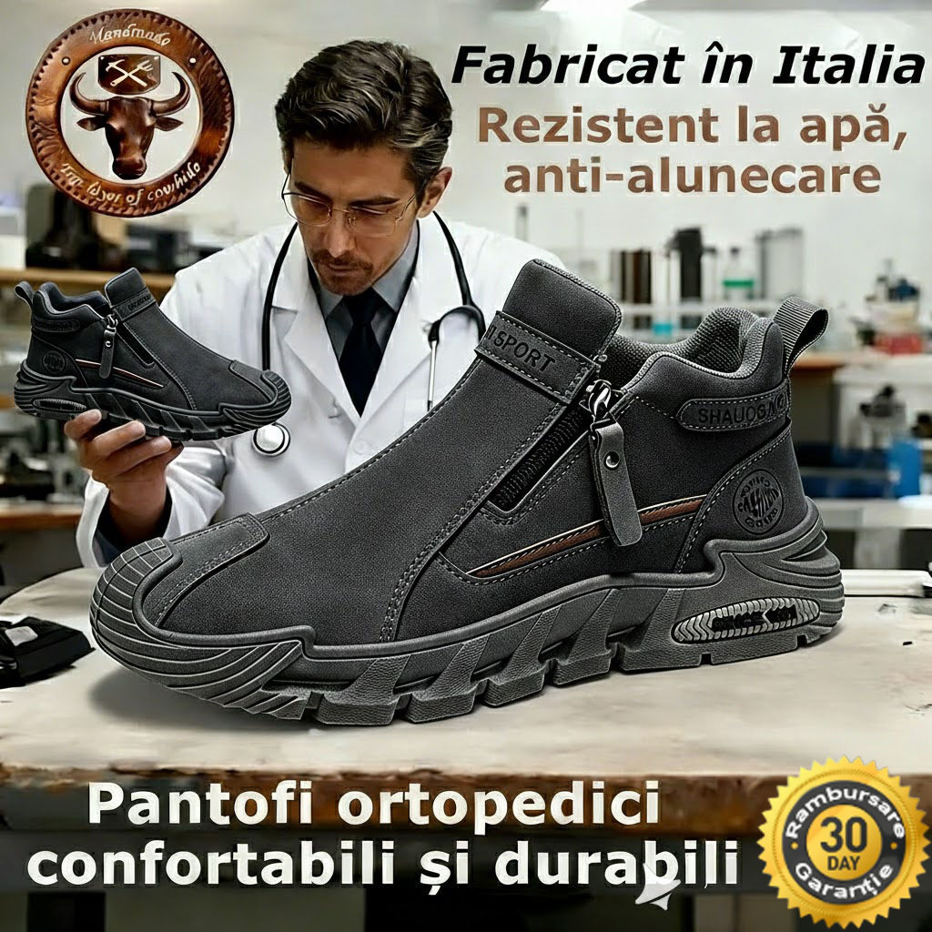 ⭕️Pantofi ortopedici din piele de vacă lucrați manual👞 Brant ortopedic bazat pe inteligență artificială + suport pentru gleznă ✅ Calzi, confortabili, impermeabili și antiderapanți