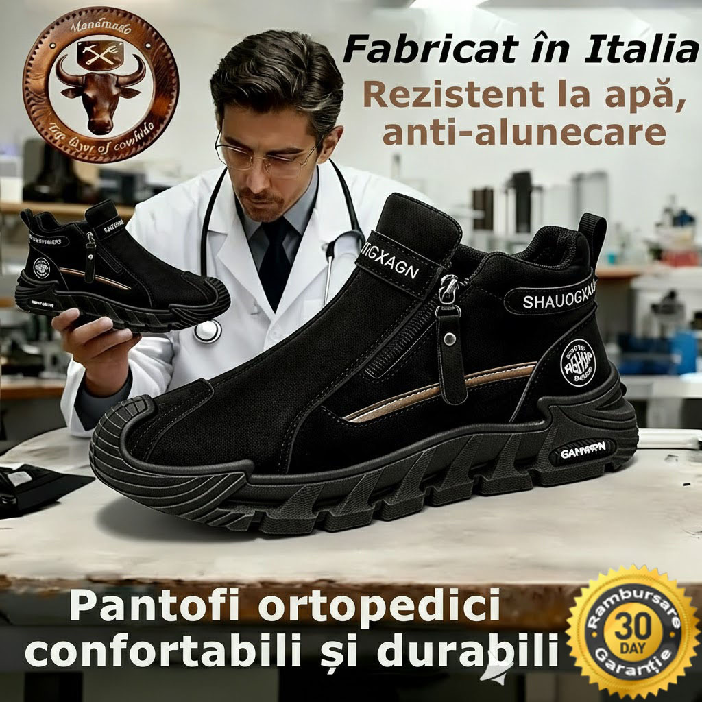 ⭕️Pantofi ortopedici din piele de vacă lucrați manual👞 Brant ortopedic bazat pe inteligență artificială + suport pentru gleznă ✅ Calzi, confortabili, impermeabili și antiderapanți