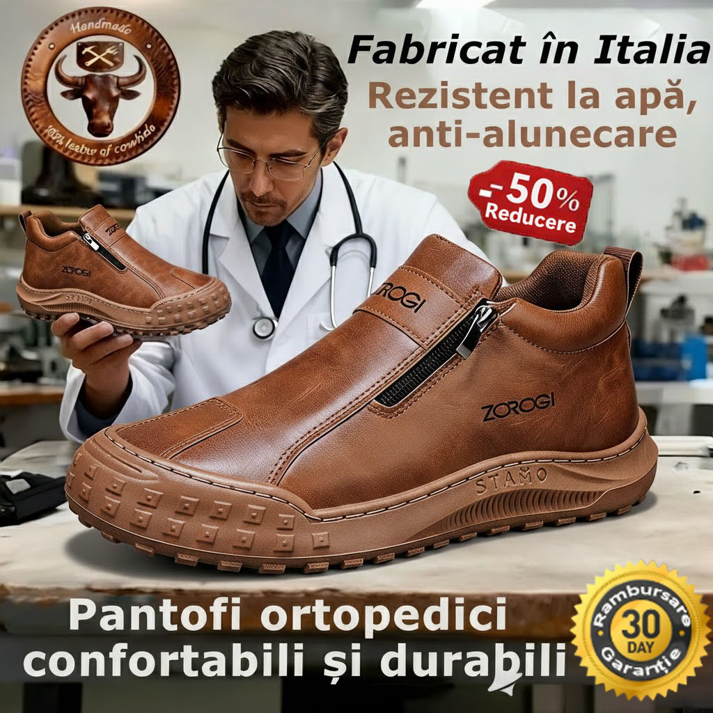 ⭕️Pantofi ortopedici din piele de vacă lucrați manual👞Branț ortopedic cu inteligență artificială + suport pentru gleznă✅Ușor de încălțat și dezbrăcat, impermeabili și confortabili