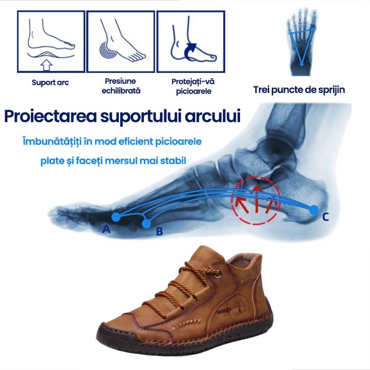 (🎉50% reducere azi, nu ratați) 🐂 Pantofi ortopedici pentru bărbați din piele de vițel australiană 👞Cusuți manual, impermeabili și anti-alunecare ✅Suport arc - mers confortabil