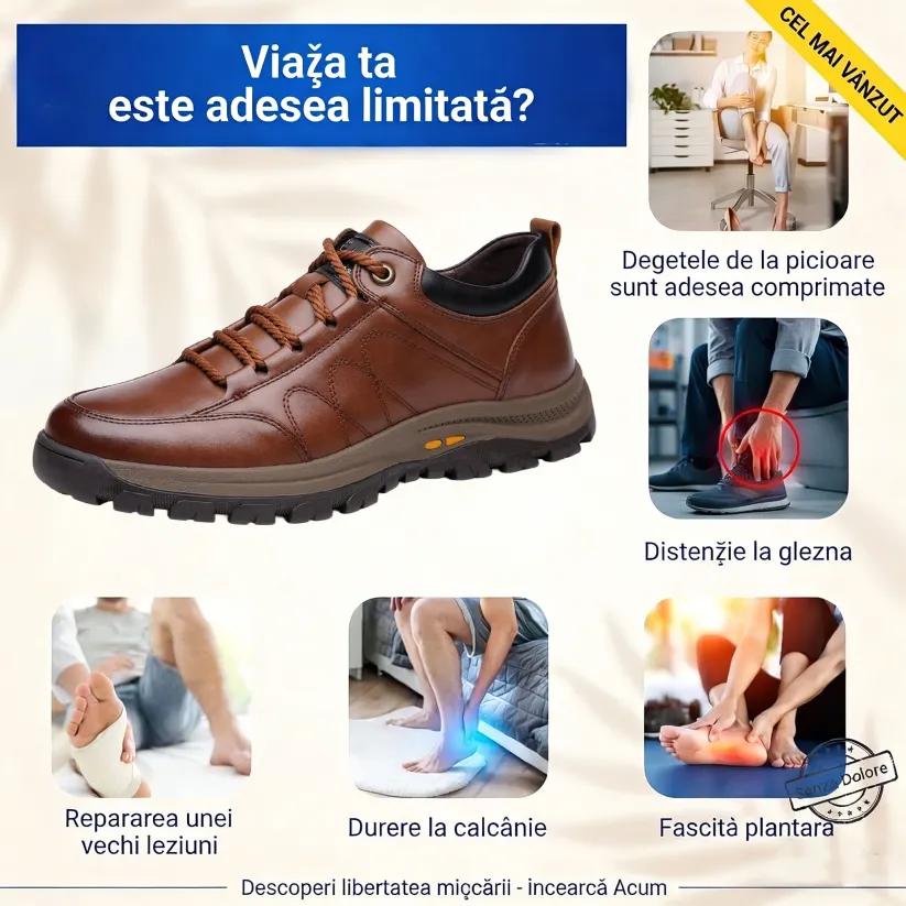 🎁Ultima zi pentru a te bucura de o reducere de 40%, nu o rata! ⏰Fabricați din piele de vițel australiană🐂Suport pentru picioare - ameliorează durerea de picioare✅Impermeabili și antiderapanți, confortabili la mers✅Eleganți și versatili.