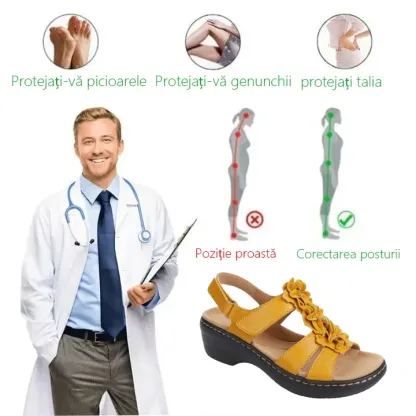 (⏰Ultima zi cu 50% reducere - nu o ratați) Sandale ortopedice cu design ergonomic 👡 Talpă antiderapantă, cusută manual ✅ Suport pentru bolta plantară: mers confortabil