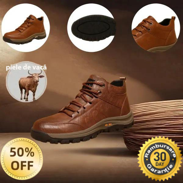 🐂 Pantofi bărbătești din piele de vițel, cusuți manual 👞 Ușor de încălțat și de descălțat, croială universală ✅ Impermeabili, antiderapanți, călduroși și confortabili