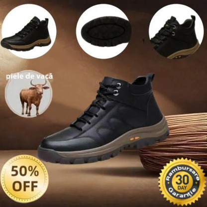 🐂 Pantofi bărbătești din piele de vițel, cusuți manual 👞 Ușor de încălțat și de descălțat, croială universală ✅ Impermeabili, antiderapanți, călduroși și confortabili