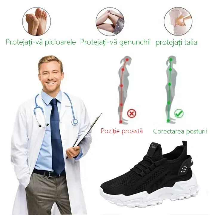 [🔥Astăzi 50% reducere - Nu-l ratați] Pantofi ortopedici de damă cu design ergonomic 👞Talpă respirabilă, anti-alunecare ✅Suport arc: mers confortabil