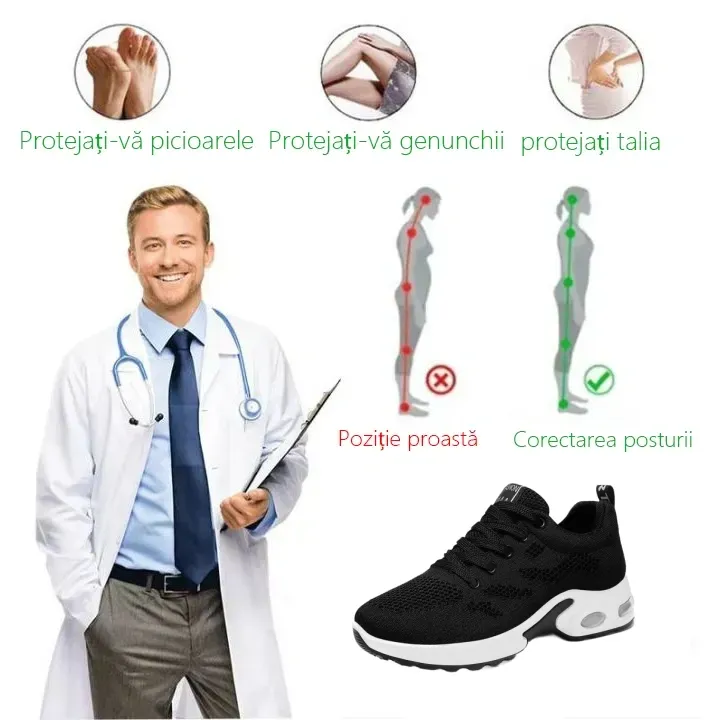 [🔥50% reducere astăzi - nu-l ratați] Pantofi ortopedici de damă cu design ergonomic 👞Talpă anti-alunecare respirabilă, cu pernă de aer ✅Suport arc: mers confortabil
