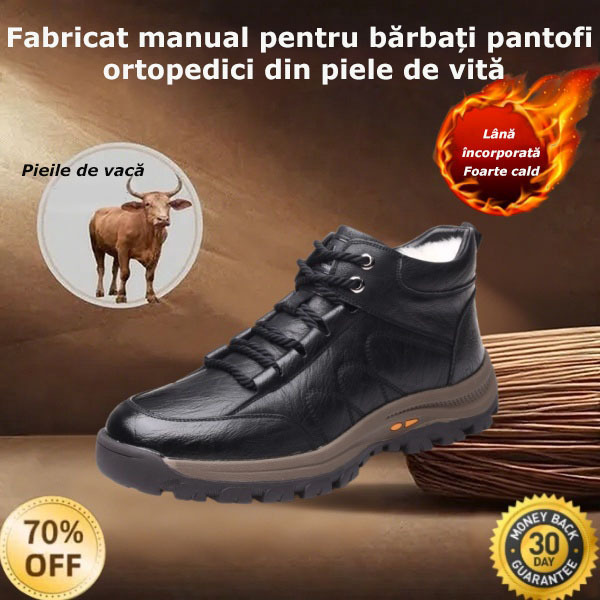 ❄️ Pantofi de iarnă pentru bărbați, din piele de vițel, fabricați în Australia 👞 Cusuți manual pentru încălțare și descălțare ușoară ✅ Suport pentru bolta plantară pentru ameliorarea durerii - mers confortabil