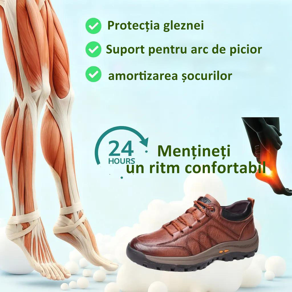 🔴 Pantofi din piele naturală italiană, cusuți manual ✅ Orteze bazate pe inteligență artificială + suport pentru gleznă 🦶 Potriviti pentru persoanele cu probleme la picioare!