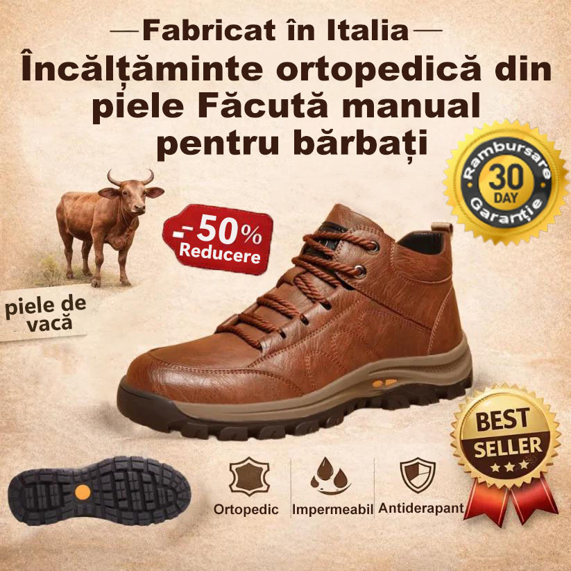 🐂 Pantofi bărbătești din piele de vițel cusuți manual 👞 Disponibili în toate mărimile, ușor de încălțat și de descălțat ✅ Calzi, confortabili, impermeabili și antiderapanți