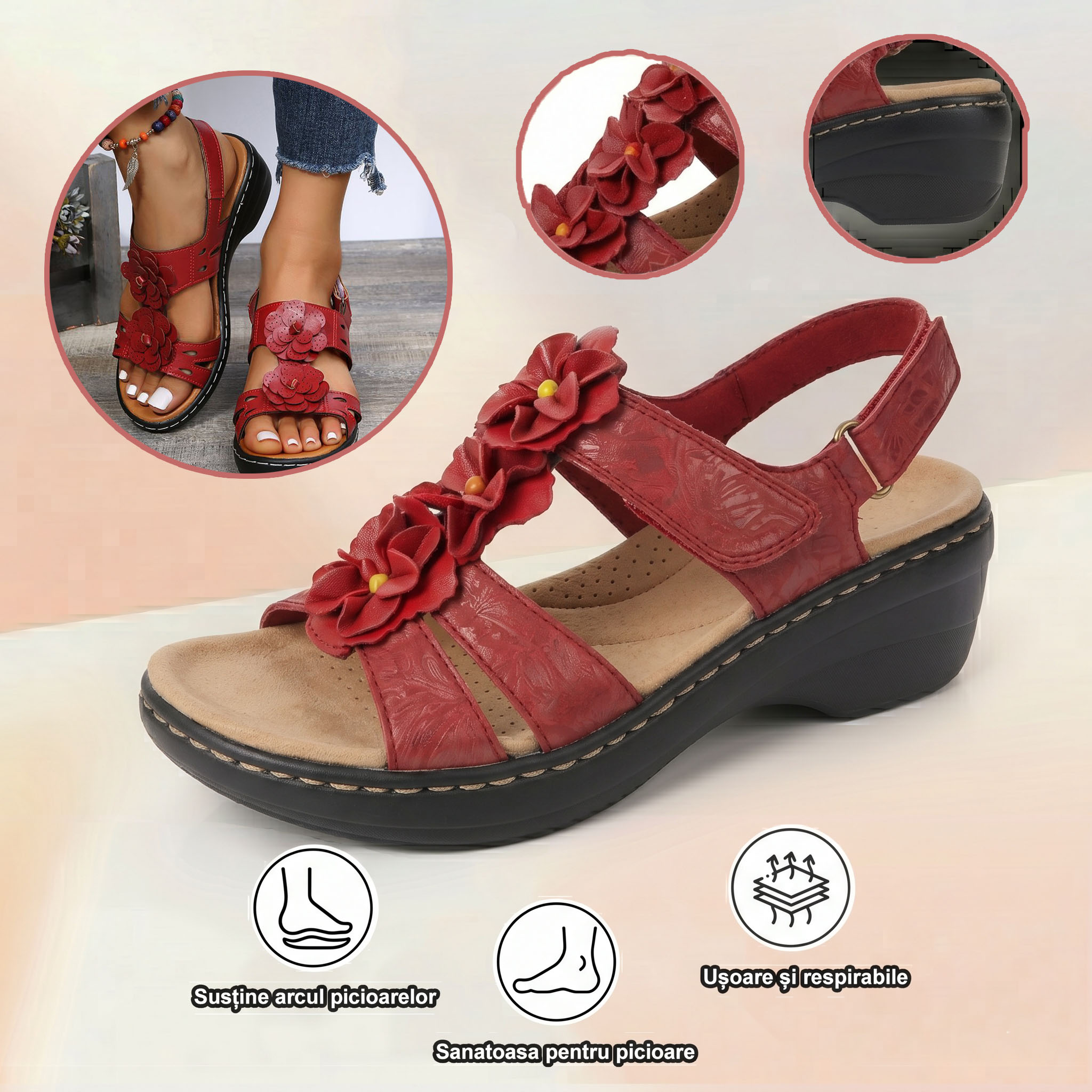 ✅Sandale de înaltă calitate🦶 Fabricate la comandă pentru femei - Impermeabile, antiderapante🔴 Pantofi ortopedici