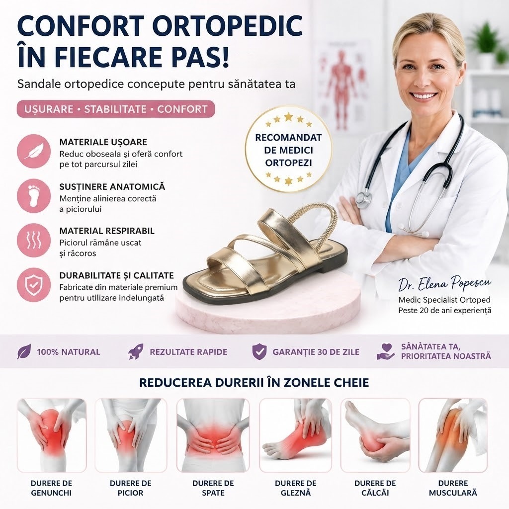 ⏰Ultima zi, reducere 60%! Nu ratați - Sandale ortopedice cu design ergonomic ✅️Amortizare șocuri ✅️Încălțăminte ortopedică sănătoasă, concepută special pentru femeile europene.