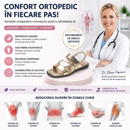 ⏰Ultima zi, reducere 60%! Nu ratați - Sandale ortopedice cu design ergonomic ✅️Amortizare șocuri ✅️Încălțăminte ortopedică sănătoasă, concepută special pentru femeile europene.