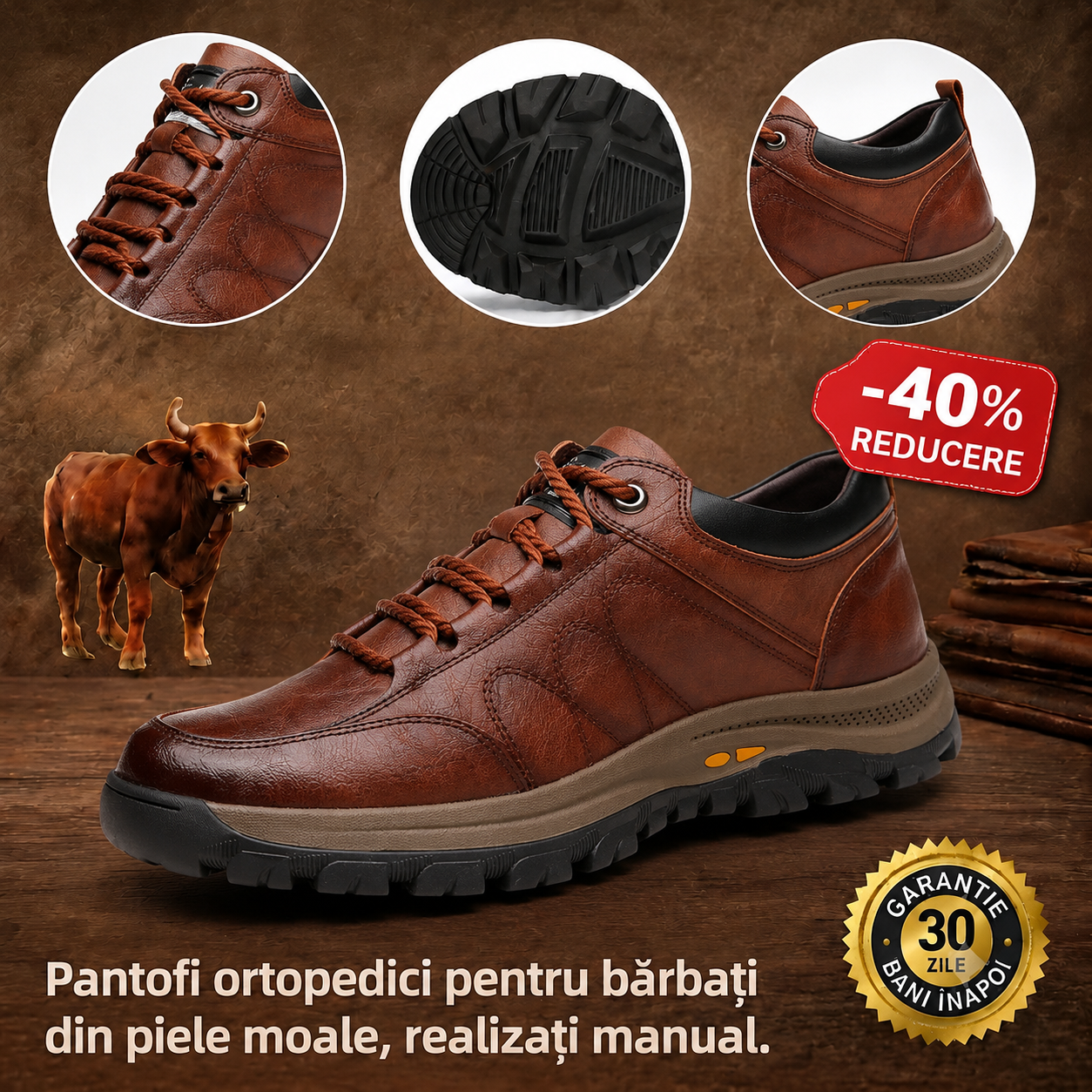 🎁Ultima zi pentru a te bucura de o reducere de 40%, nu o rata! ⏰Fabricați din piele de vițel australiană🐂Suport pentru picioare - ameliorează durerea de picioare✅Impermeabili și antiderapanți, confortabili la mers✅Eleganți și versatili.