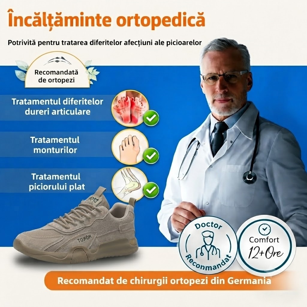 🎁Ultima zi pentru a te bucura de o reducere de 40%! Nu rata această oportunitate rară! ⏰Ameliorează durerile de picioare și fasciita cu pantofi ortopedici impermeabili și antiderapanți.