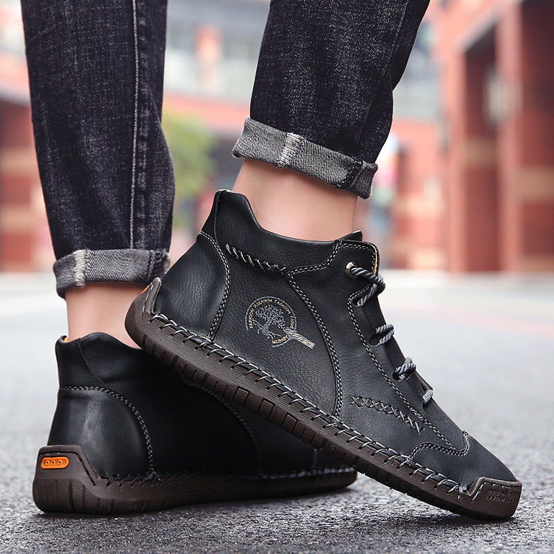 (🎉50% reducere azi, nu ratați) 🐂 Pantofi ortopedici pentru bărbați din piele de vițel australiană 👞Cusuți manual, impermeabili și anti-alunecare ✅Suport arc - mers confortabil