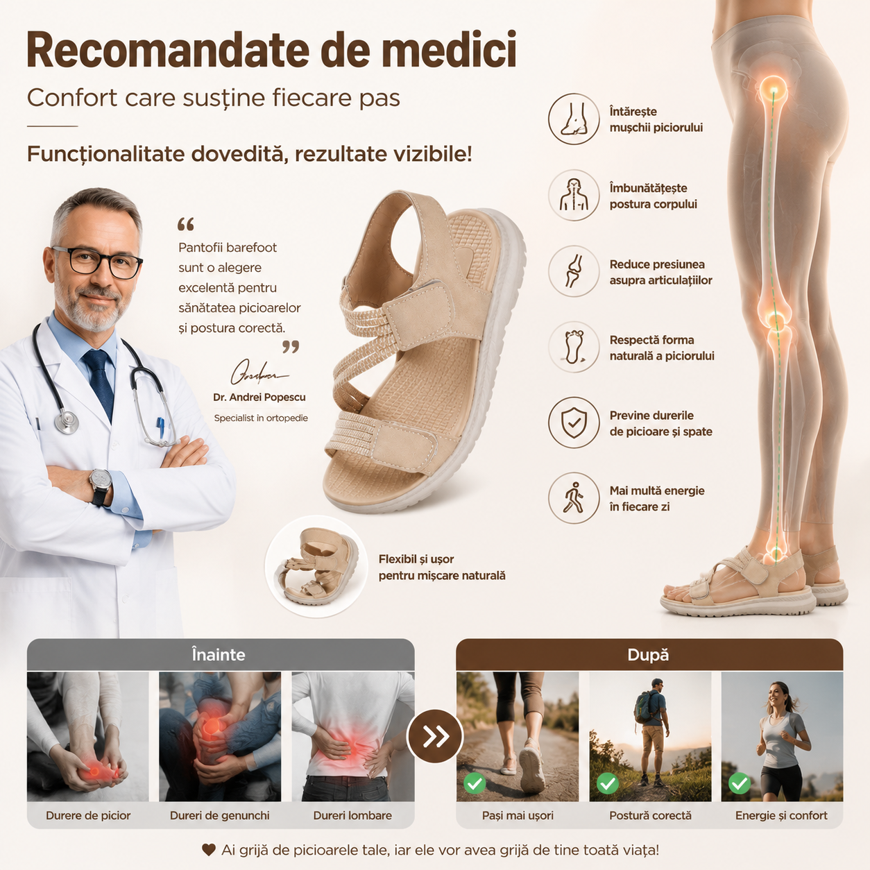 ⏰Ultima zi, reducere 60%! Nu ratați - Sandale ortopedice cu design ergonomic ✅️Amortizare șocuri ✅️Încălțăminte ortopedică sănătoasă, concepută special pentru femeile europene.