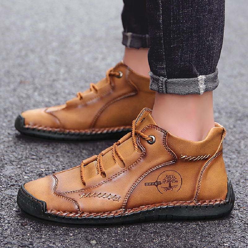 (🎉50% reducere azi, nu ratați) 🐂 Pantofi ortopedici pentru bărbați din piele de vițel australiană 👞Cusuți manual, impermeabili și anti-alunecare ✅Suport arc - mers confortabil