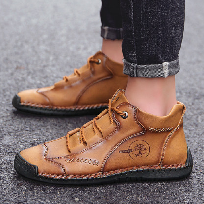 (🎉50% reducere azi, nu ratați) 🐂 Pantofi ortopedici pentru bărbați din piele de vițel australiană 👞Cusuți manual, impermeabili și anti-alunecare ✅Suport arc - mers confortabil