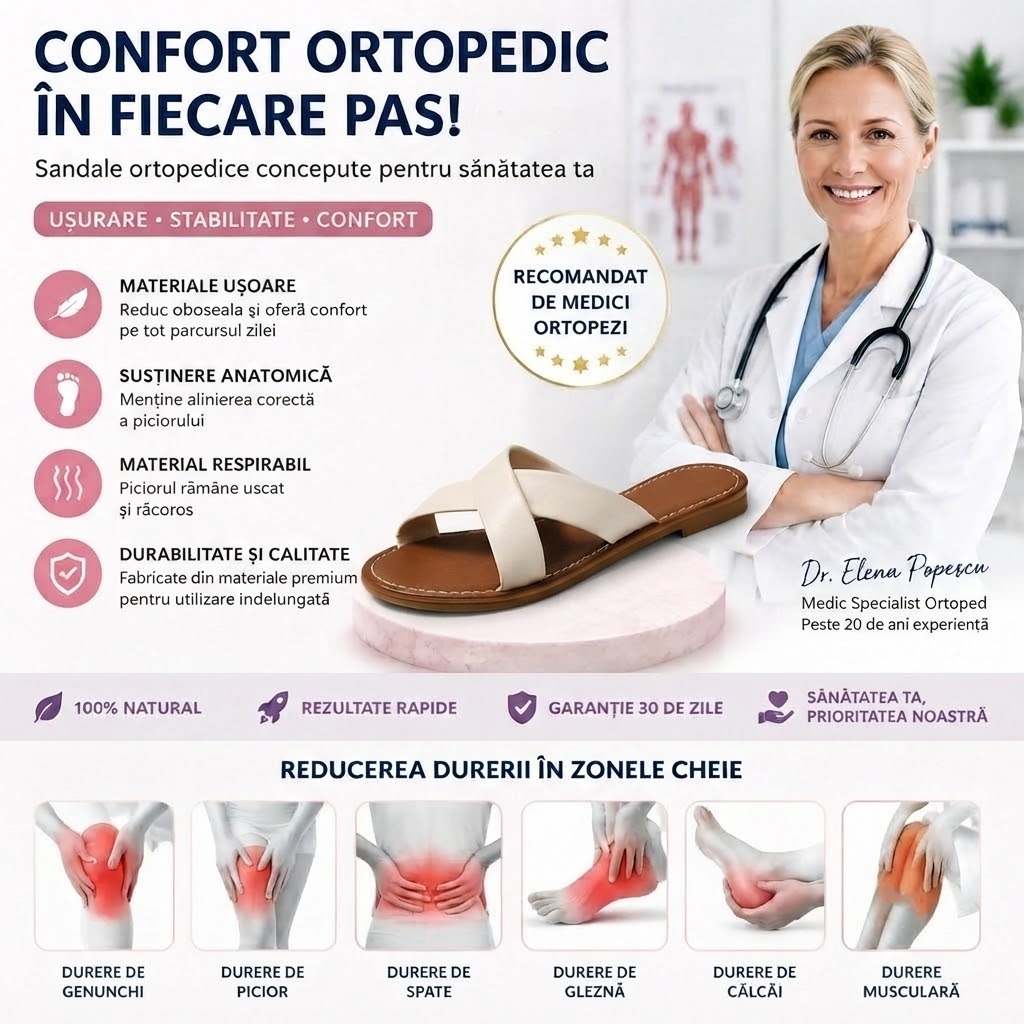 ⏰Ultima zi, reducere 60%! Nu ratați - Sandale ortopedice cu design ergonomic ✅️Amortizare șocuri ✅️Încălțăminte ortopedică sănătoasă, concepută special pentru femeile europene.