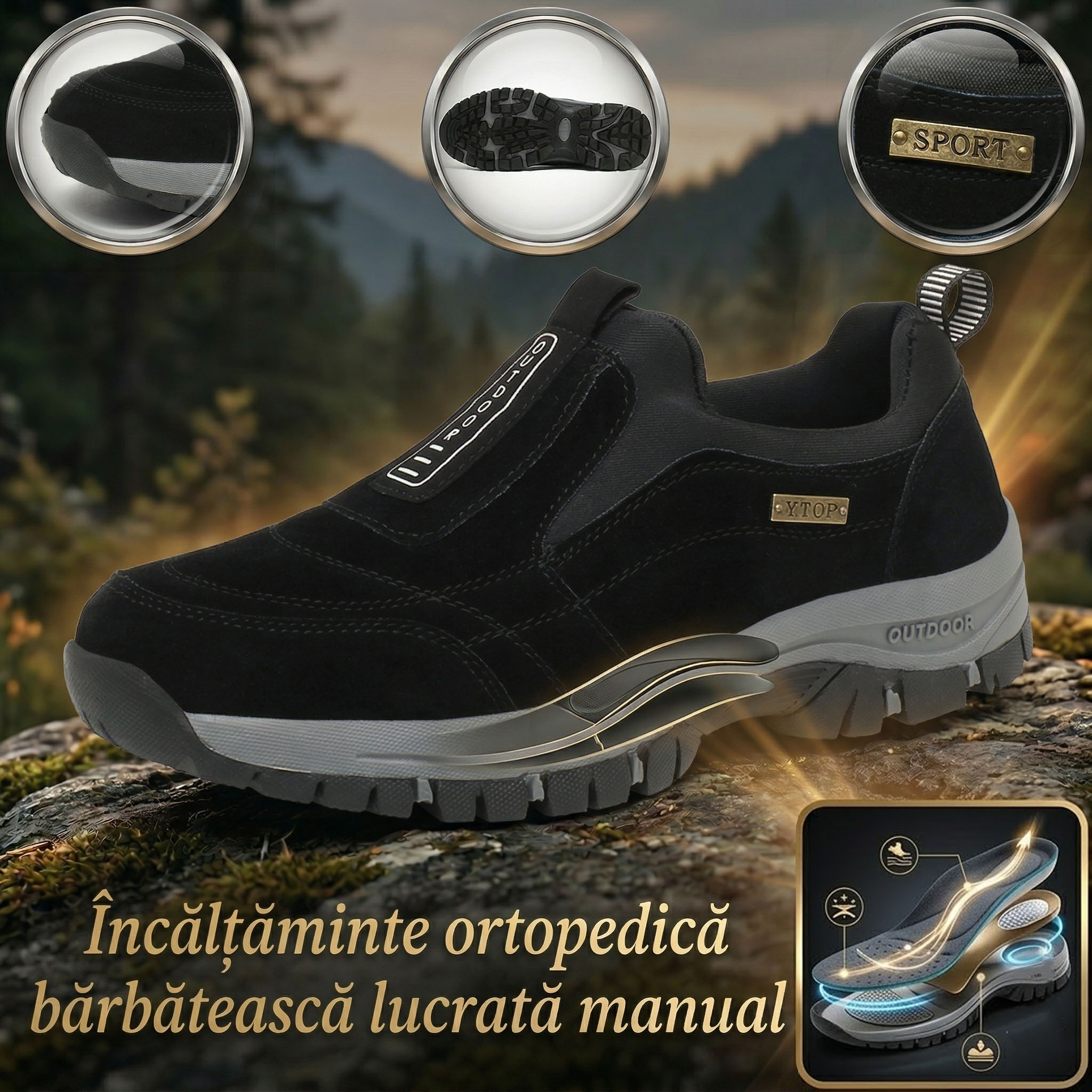 ✅Încălțăminte ortopedică din piele întoarsă de înaltă calitate🦶Ameliorează durerile de picioare și fasciita - Impermeabile și antiderapante🔴