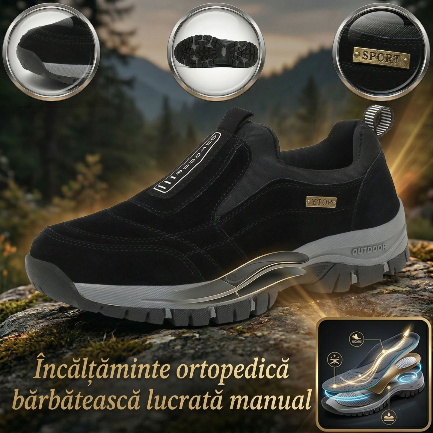 ✅Încălțăminte ortopedică din piele întoarsă de înaltă calitate🦶Ameliorează durerile de picioare și fasciita - Impermeabile și antiderapante🔴