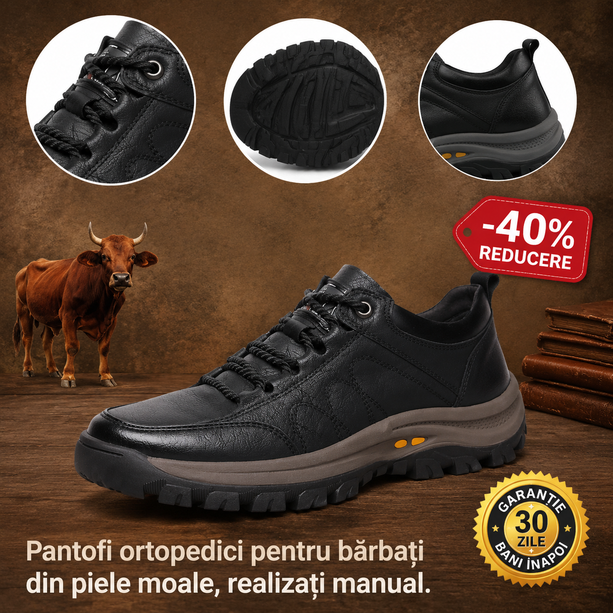 🎁Ultima zi pentru o reducere de 40%, nu ratați!⏰Fabricați din piele de vițel australiană🐂Suport pentru picioare - ameliorează durerea de picioare✅Impermeabili și antiderapanți, confortabili la mers.