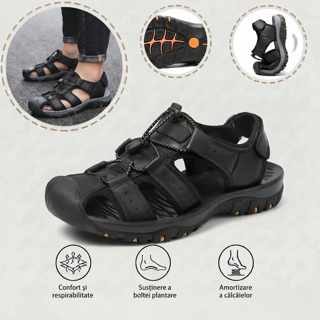 ⏰Ultima zi, reducere de 40%! Nu ratați - Sandale ortopedice cu design ergonomic ✅️Amortizare șocuri ✅️Încălțăminte ortopedică sănătoasă, concepută special pentru bărbații europeni.