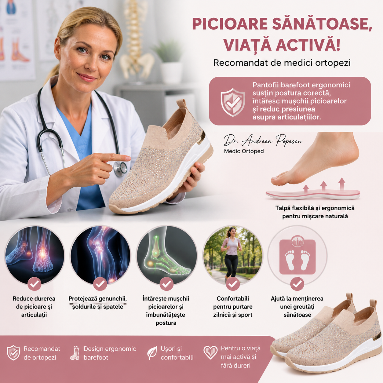 ⏰Ultima zi, reducere 40%! Nu ratați - Pantofi ortopedici cu design ergonomic ✅️Absorbție a șocurilor ✅️Încălțăminte ortopedică sănătoasă, concepută special pentru femeile europene.