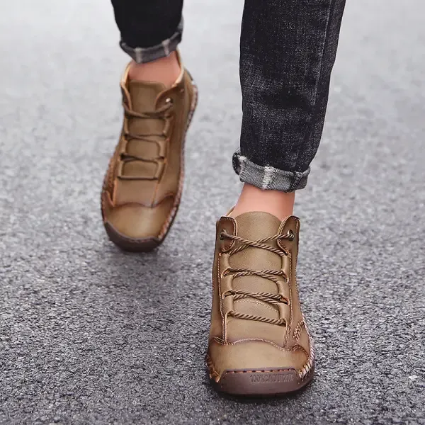 (🎉50% reducere azi, nu ratați) 🐂 Pantofi ortopedici pentru bărbați din piele de vițel australiană 👞Cusuți manual, impermeabili și anti-alunecare ✅Suport arc - mers confortabil