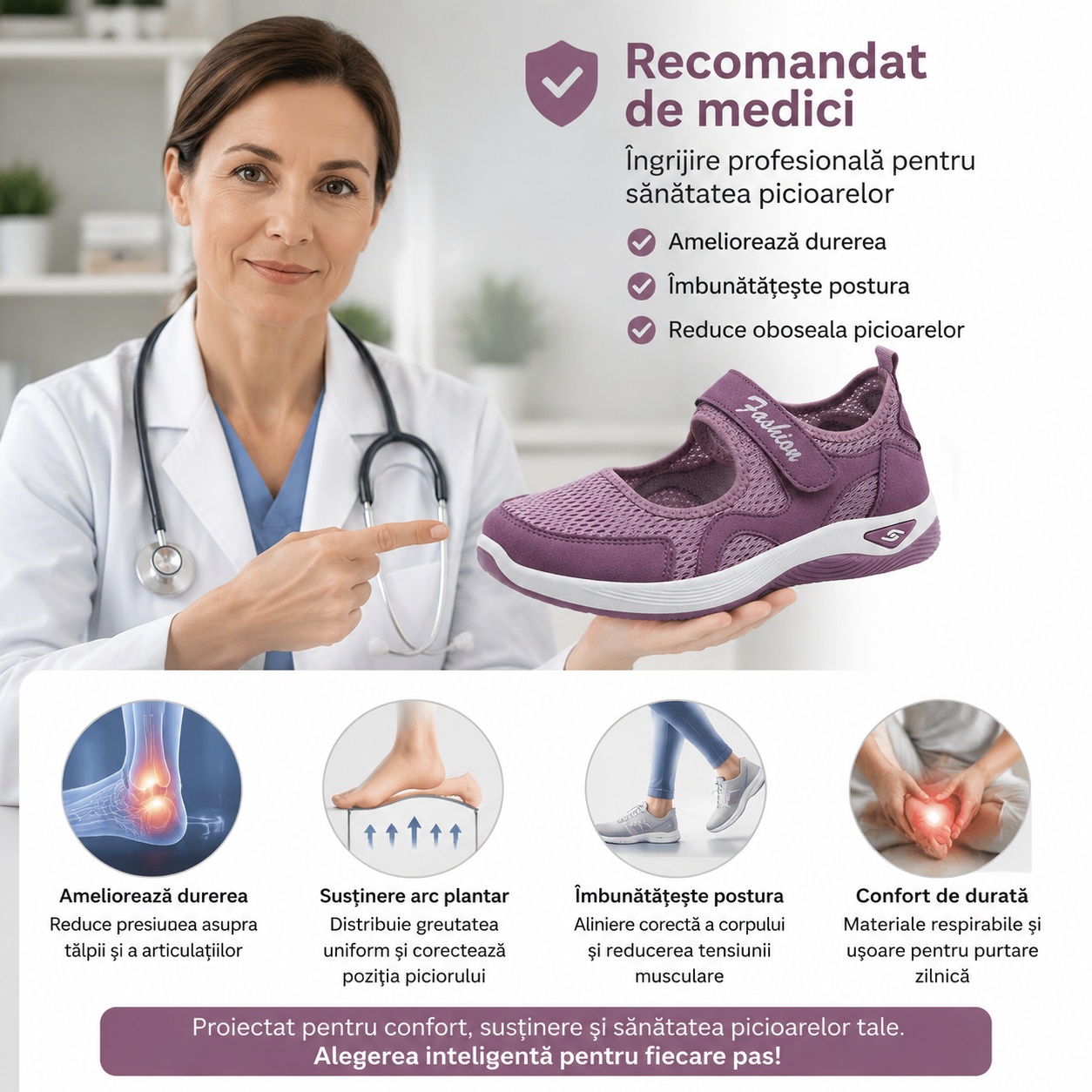 ⏰Ultima zi, reducere 40%! Nu ratați - Pantofi ortopedici cu design ergonomic ✅️Absorbție a șocurilor ✅️Încălțăminte ortopedică sănătoasă, concepută special pentru femeile europene.