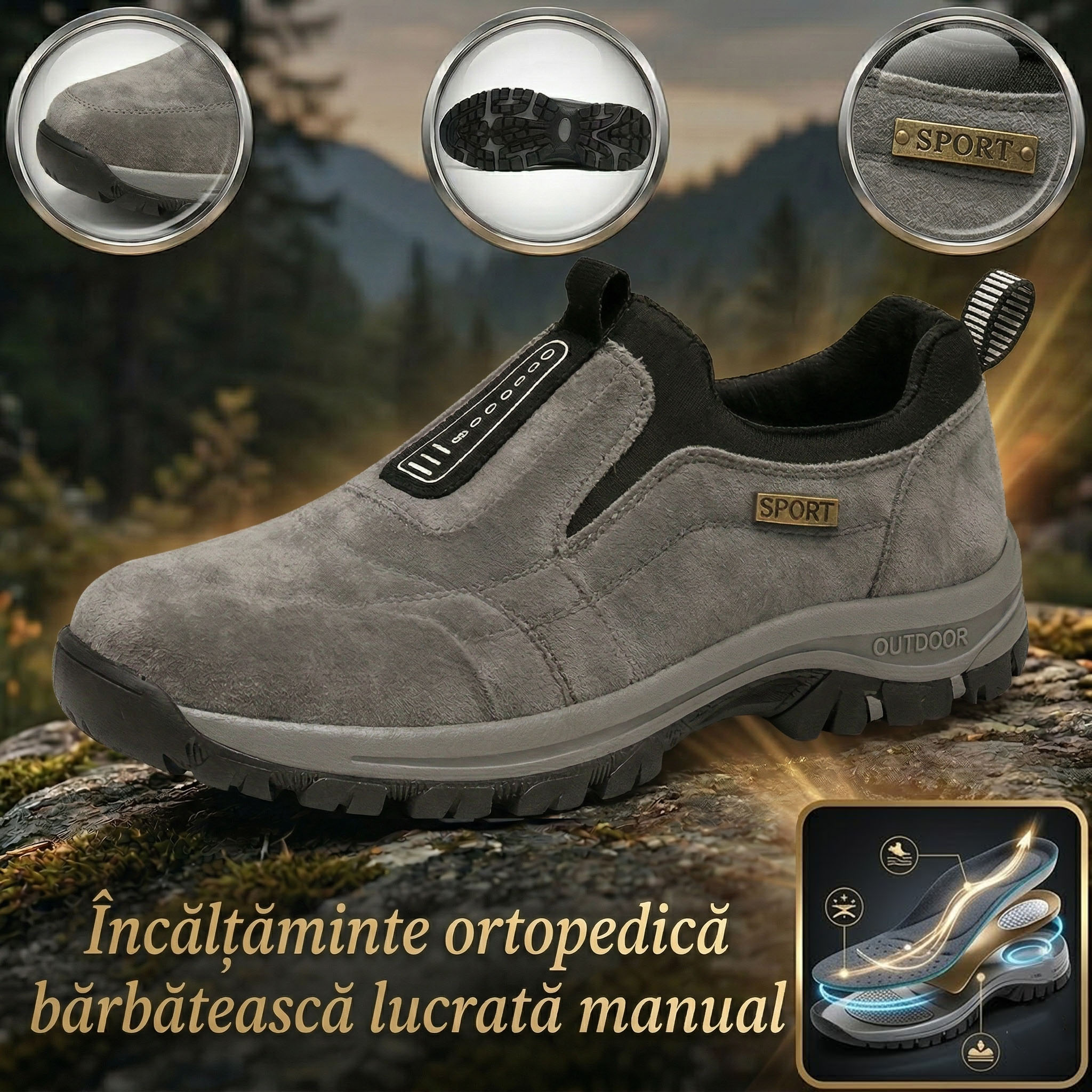 ✅Încălțăminte ortopedică din piele întoarsă de înaltă calitate🦶Ameliorează durerile de picioare și fasciita - Impermeabile și antiderapante🔴