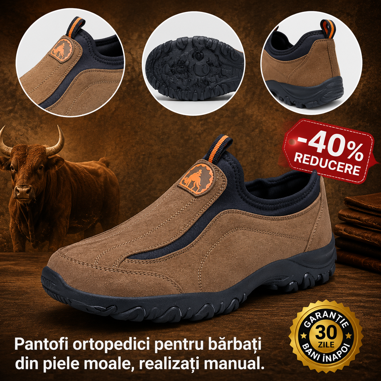 🎁Ultima zi pentru o reducere de 40%, nu ratați!⏰Fabricați din piele de vițel australiană🐂Suport pentru picioare - ameliorează durerea de picioare✅Impermeabili și antiderapanți, confortabili la mers.