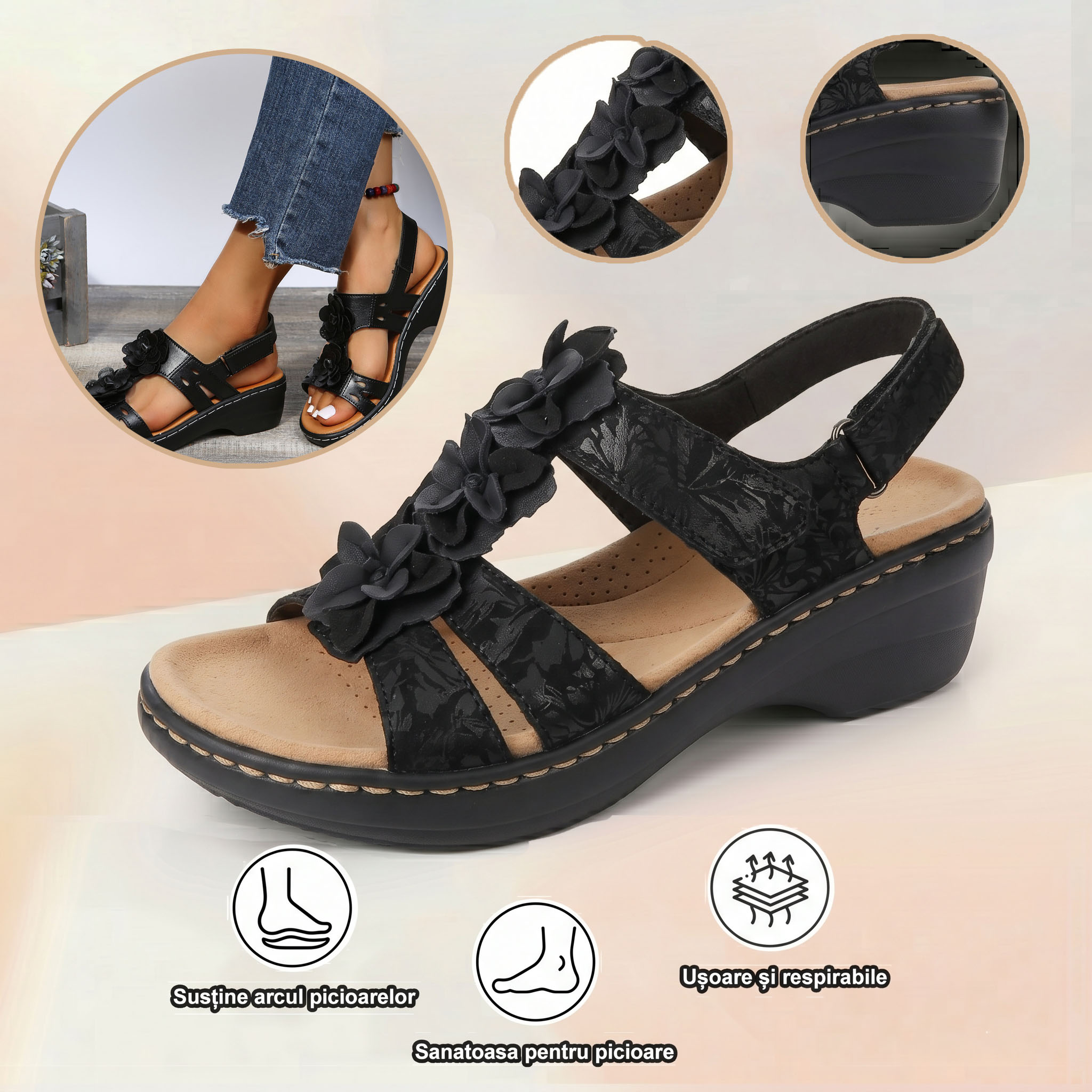 ✅Sandale de înaltă calitate🦶 Fabricate la comandă pentru femei - Impermeabile, antiderapante🔴 Pantofi ortopedici
