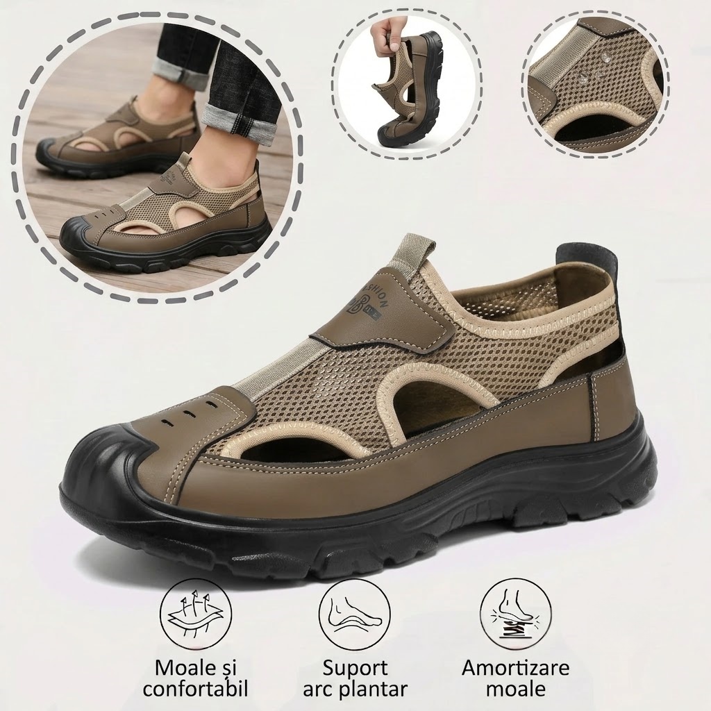 ⏰Ultima zi, reducere de 60%! Nu ratați - Sandale ortopedice cu design ergonomic ✅️Amortizare șocuri ✅️Încălțăminte ortopedică sănătoasă, concepută special pentru bărbații europeni.