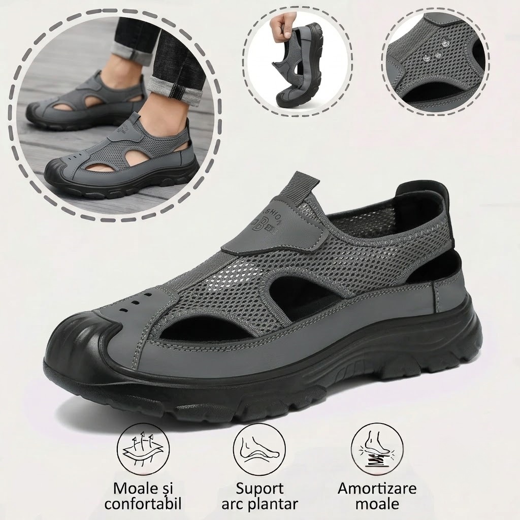⏰Ultima zi, reducere de 60%! Nu ratați - Sandale ortopedice cu design ergonomic ✅️Amortizare șocuri ✅️Încălțăminte ortopedică sănătoasă, concepută special pentru bărbații europeni.