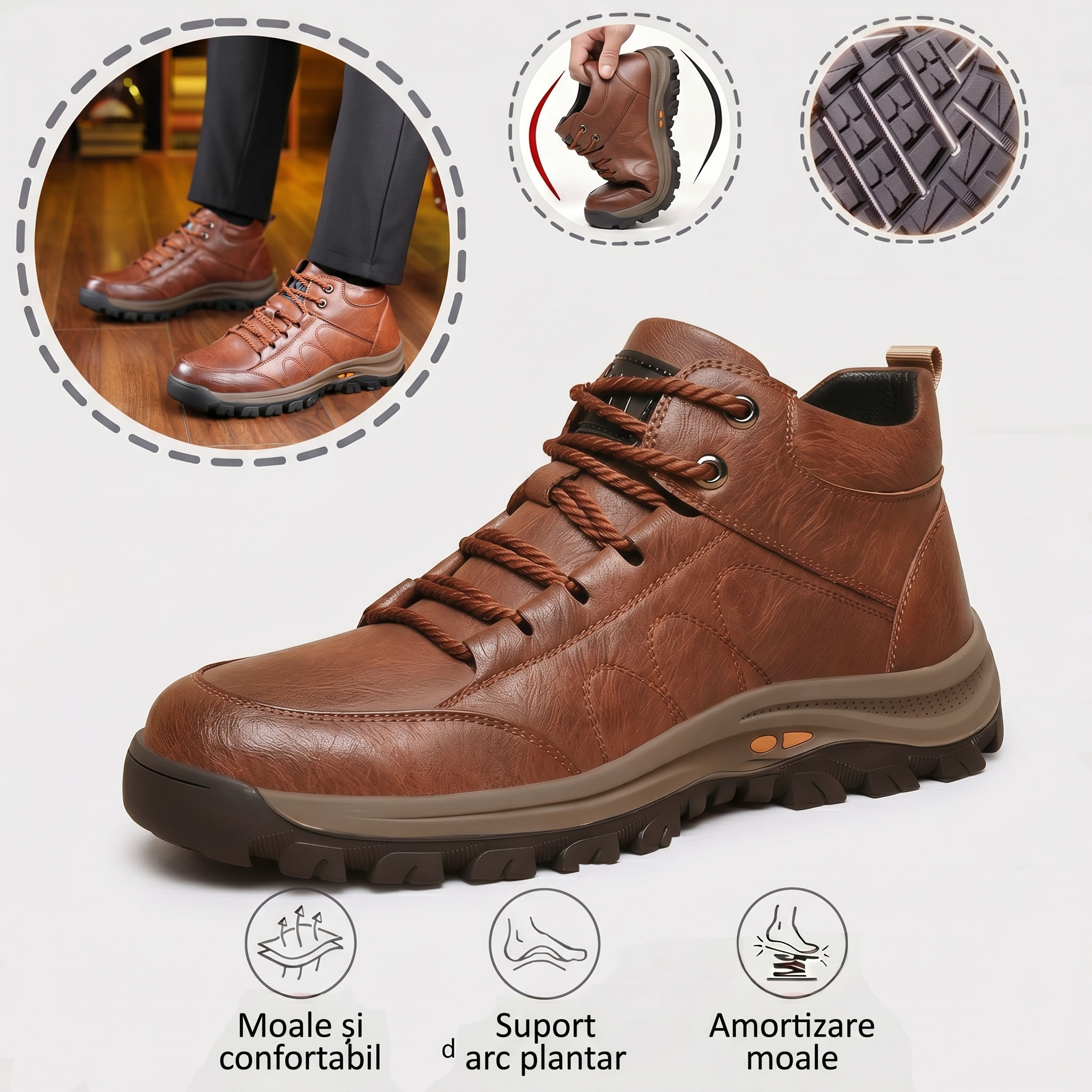 🎁Ultima zi pentru o reducere de 50%, nu ratați!⏰Fabricați din piele de vițel australiană🐂Suport pentru picioare - ameliorează durerea de picioare✅Impermeabili și antiderapanți, confortabili la mers.