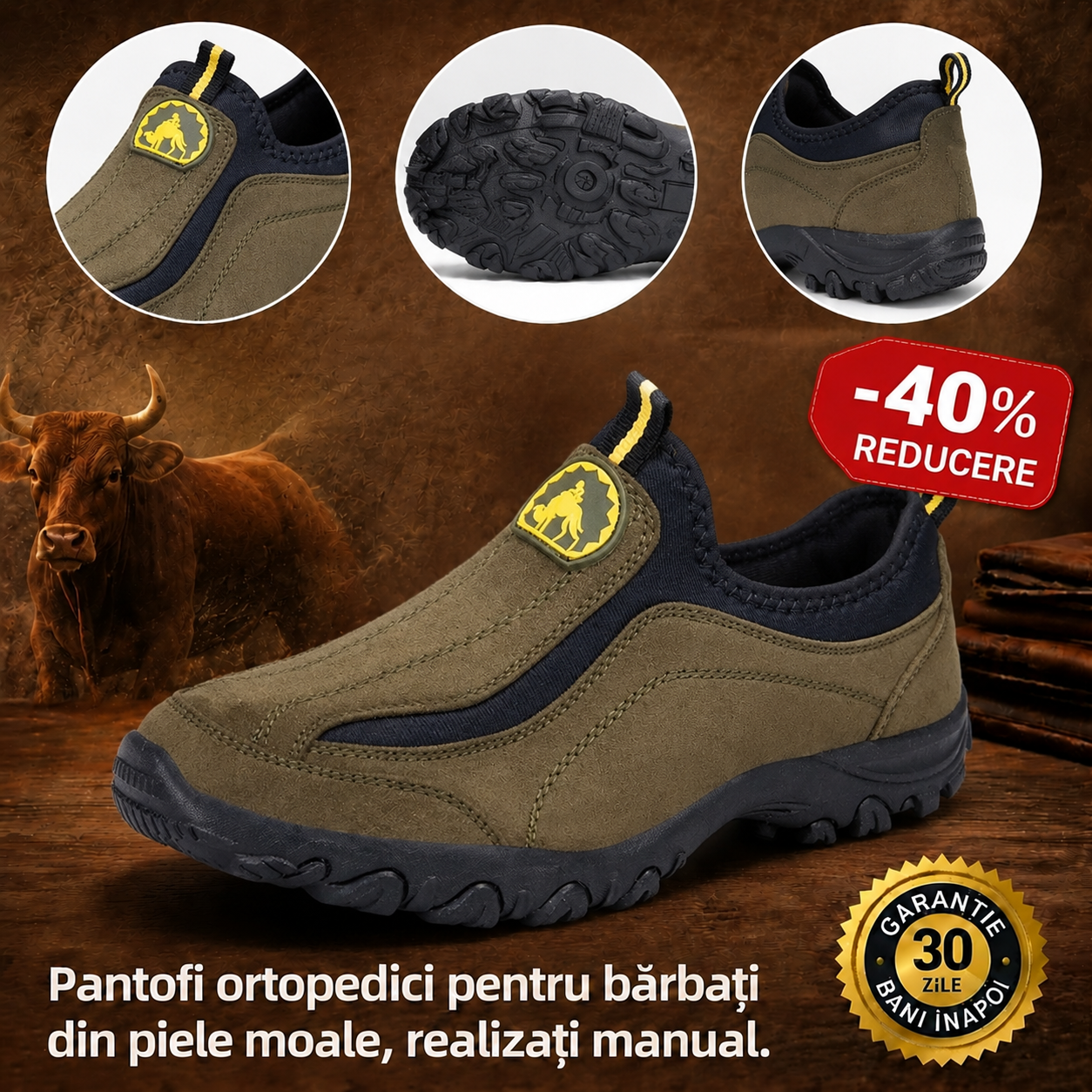 🎁Ultima zi pentru o reducere de 40%, nu ratați!⏰Fabricați din piele de vițel australiană🐂Suport pentru picioare - ameliorează durerea de picioare✅Impermeabili și antiderapanți, confortabili la mers.