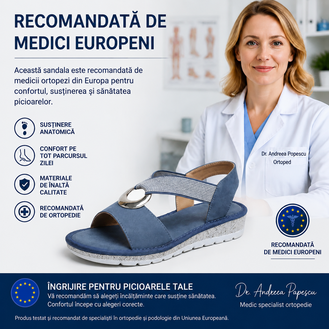 ⏰Ultima zi, reducere 40%! Nu ratați - Sandale ortopedice cu design ergonomic ✅️Amortizare șocuri ✅️Încălțăminte ortopedică sănătoasă, concepută special pentru femeile europene.